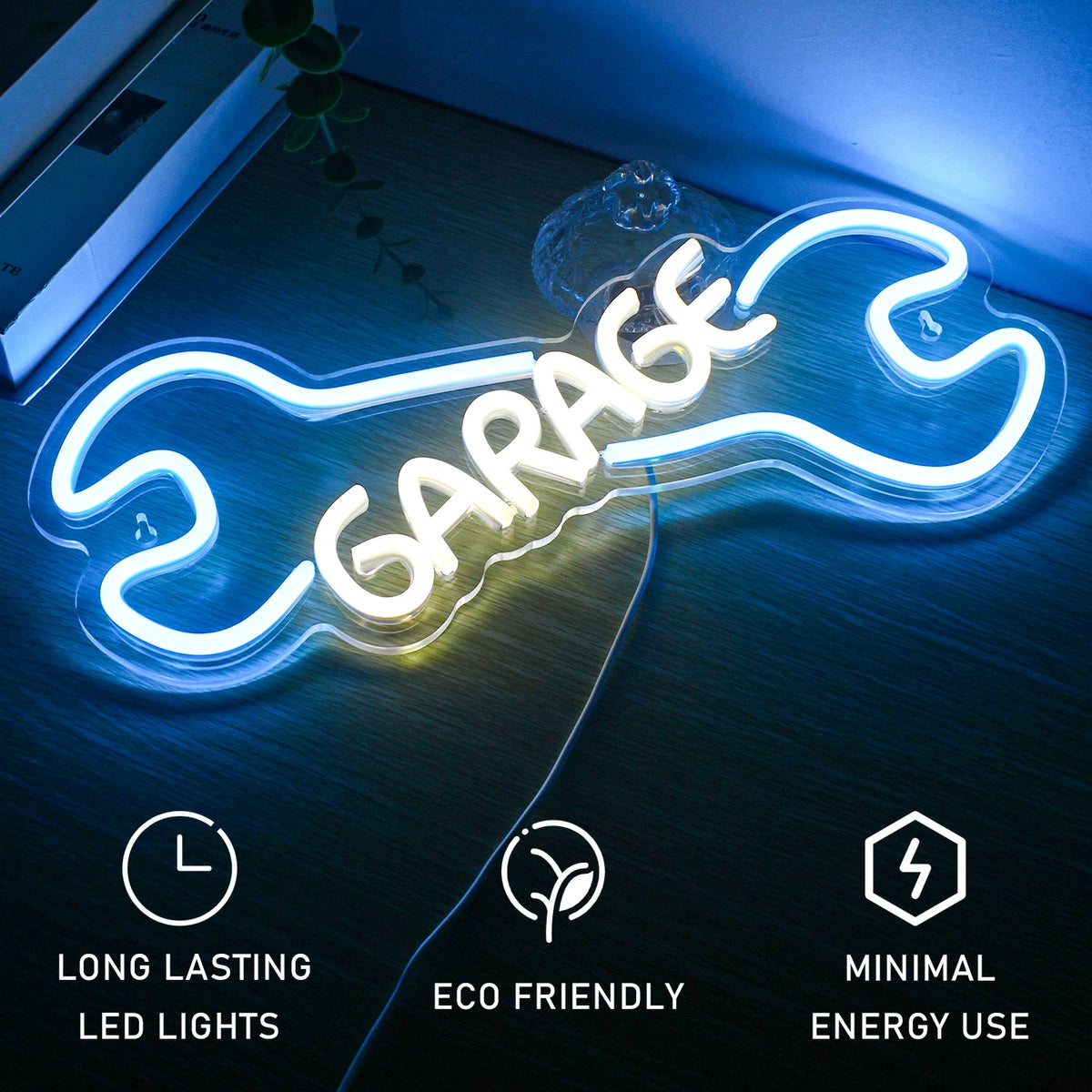 GARAGE – Moersleutel – LED-neonbord (5 V USB)