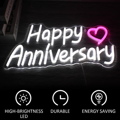 Happy Anniversary 5V USB LED Neon Sign - Budget Friendly