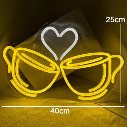 Coffee Cheers Heart 5V USB LED Neon Sign - Budget Friendly