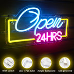 24HRS Open 5V USB LED Neon Sign - Budget Friendly
