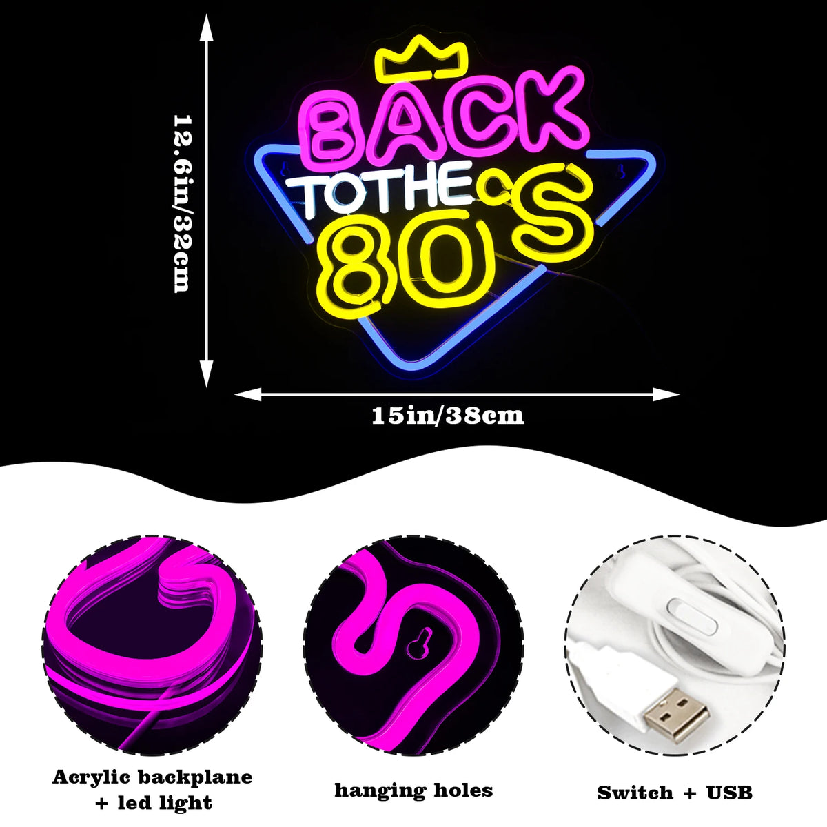 Terug naar de jaren 80 5V USB LED Neon Sign - Budgetvriendelijk