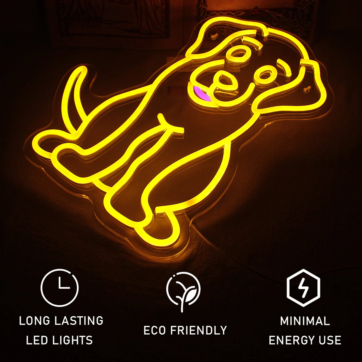 Hond – LED-neonbord (5 V USB)