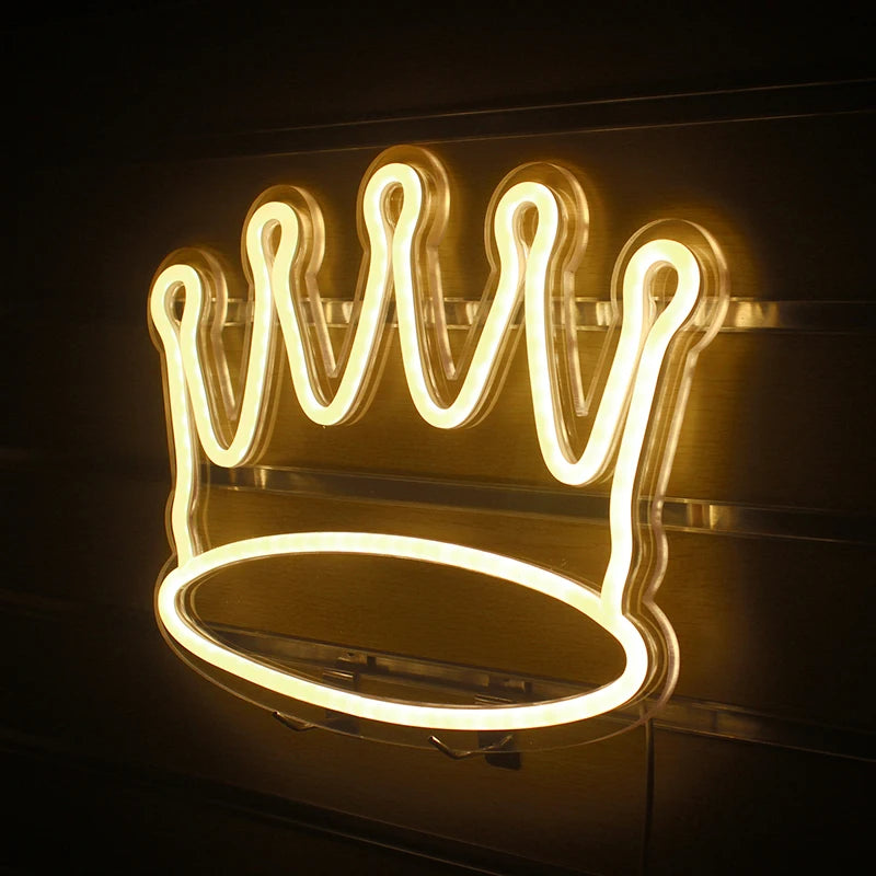Crown Shaped 5V USB LED Neon Sign - Budget Friendly
