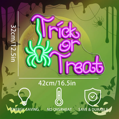 Trick Or Treat Spider 5V USB LED Neon Sign - Budget Friendly