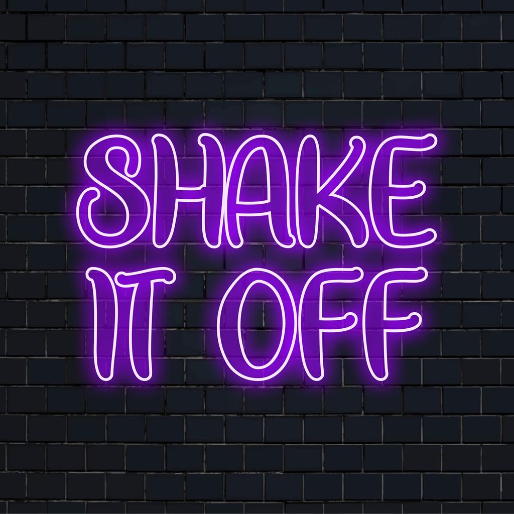Op maat gemaakt Shake It Of LED-neonbord, dat unieke designelementen combineert met levendige neonlichtkunst voor een trendy decor.