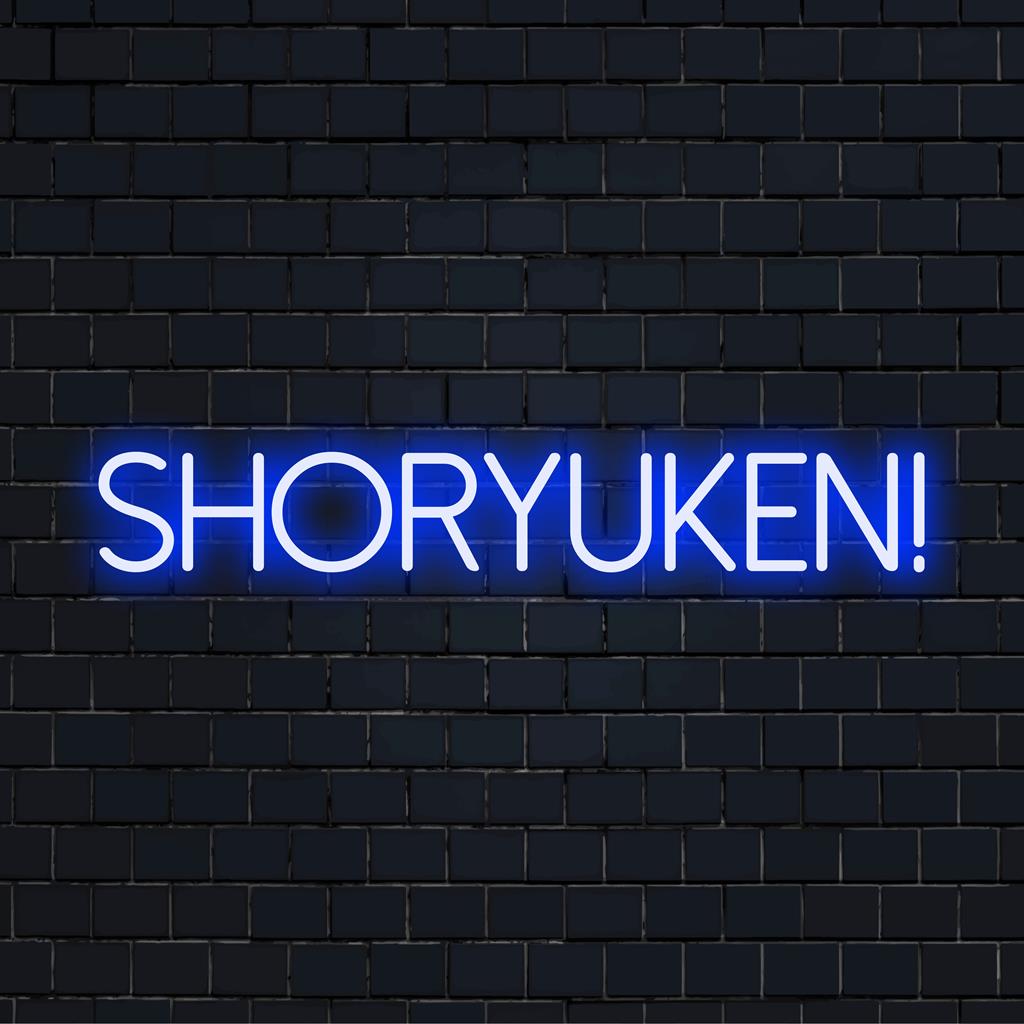 Levendig Shoryuken! LED-neonbord, perfect voor gamers. Voegt een gepersonaliseerde popcultuursfeer toe aan je interieur. Neon game-art.