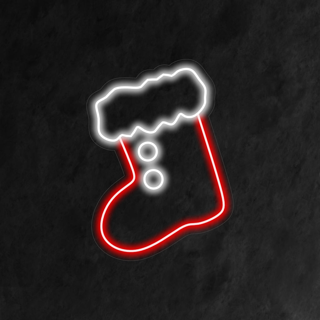 "Simple Christmas Boot Neon Sign" voegt een feestelijk tintje toe met zijn minimalistische ontwerp en werpt een warme en uitnodigende gloed op het bord voor een eenvoudige maar charmante kerstsfeer.