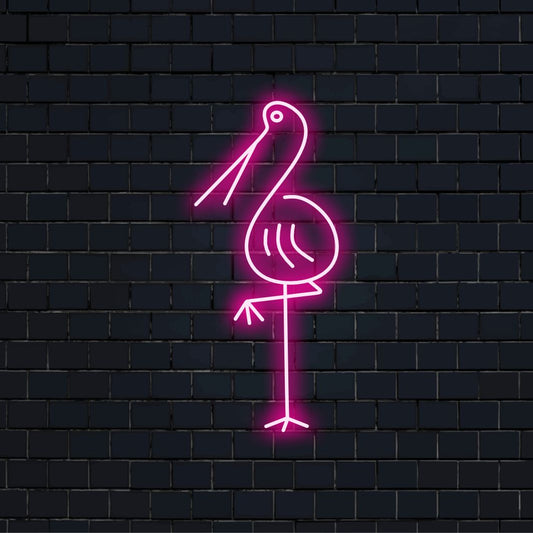 "Stork Neon Sign" voegt charme en symboliek toe met zijn sierlijke silhouet. Het werpt een zachte gloed die de schoonheid van deze iconische vogels in uw ruimte viert.