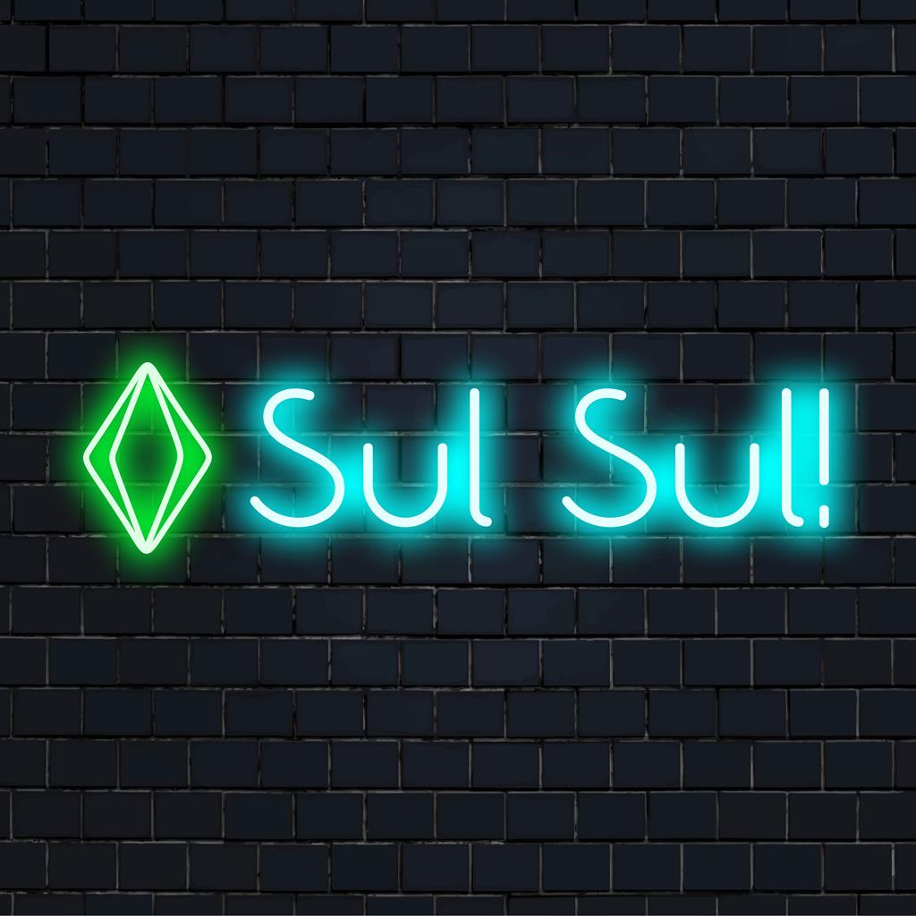 Fel Sul Sul! handgemaakt LED-neonbord; levendige wandkunst, perfect voor Sims-fans, die de inrichting van elke kamer opfleurt.