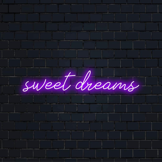 Levendig Sweet Dreams neonbord, perfect voor een sfeervolle slaapkamer; ideale neon wanddecoratie en op maat gemaakte LED-lichtaccessoire.