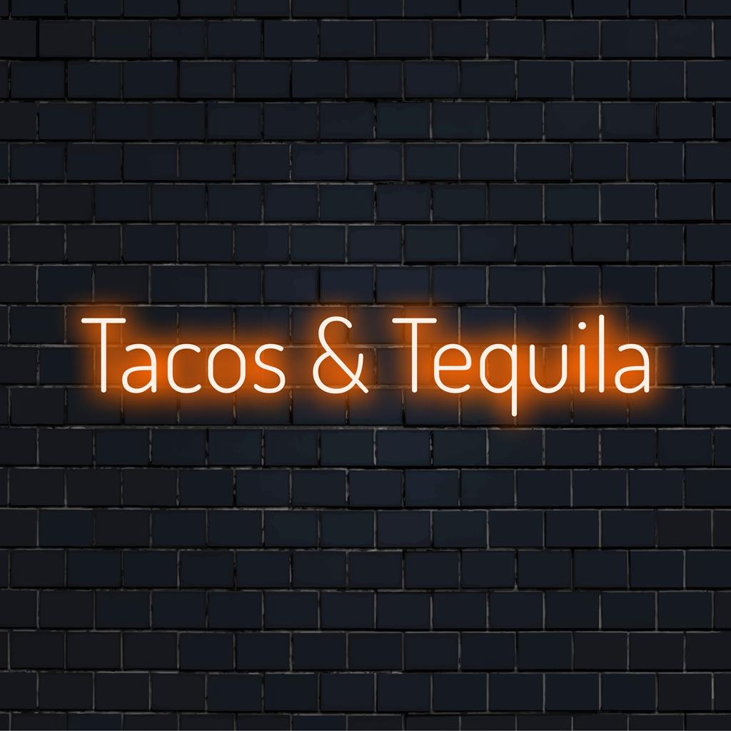 Op maat gemaakt LED-neonbord van Tacos And Tequila, een levendig statement piece voor vrolijke eet- en drinkliefhebbers.