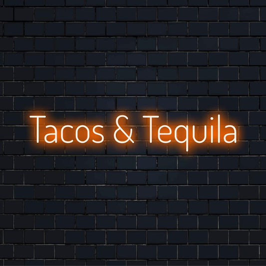 Op maat gemaakt LED-neonbord van Tacos And Tequila, een levendig statement piece voor vrolijke eet- en drinkliefhebbers.