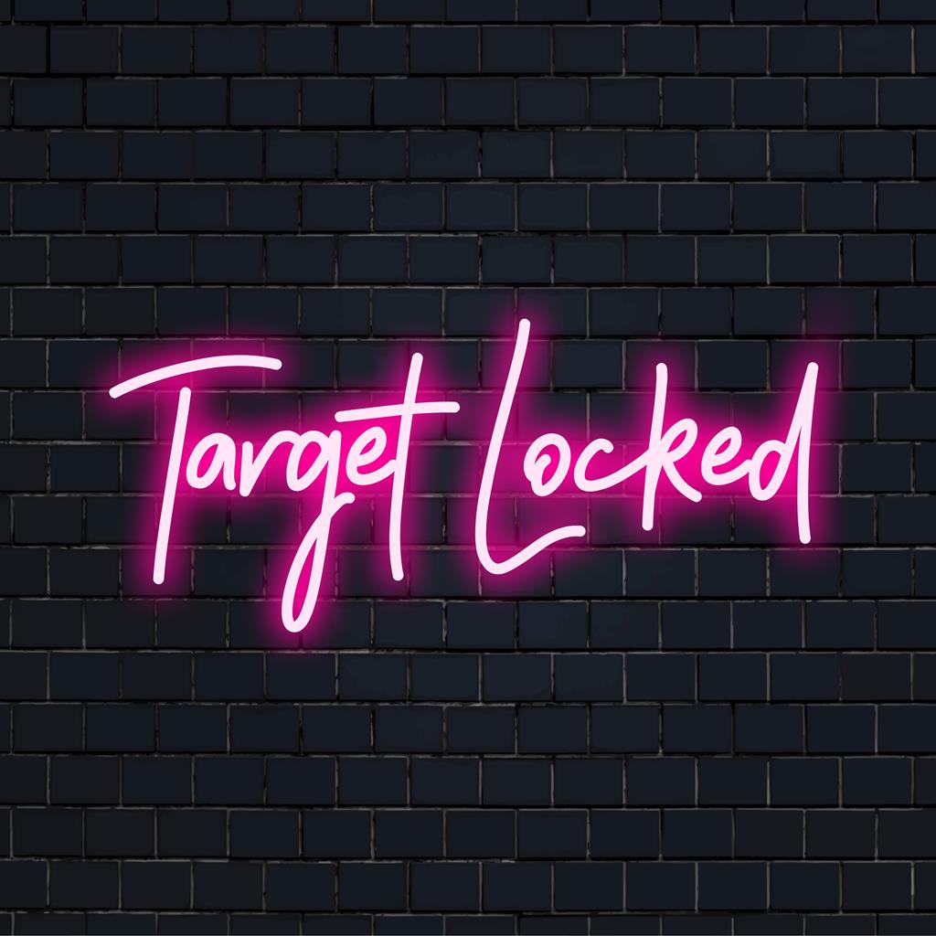 Op maat gemaakte LED-neonreclame met een modern, doelgericht ontwerp, perfect voor een opvallend interieur of unieke wanddecoratie.