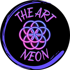 De afbeelding toont het logo van de site The Art Neon.