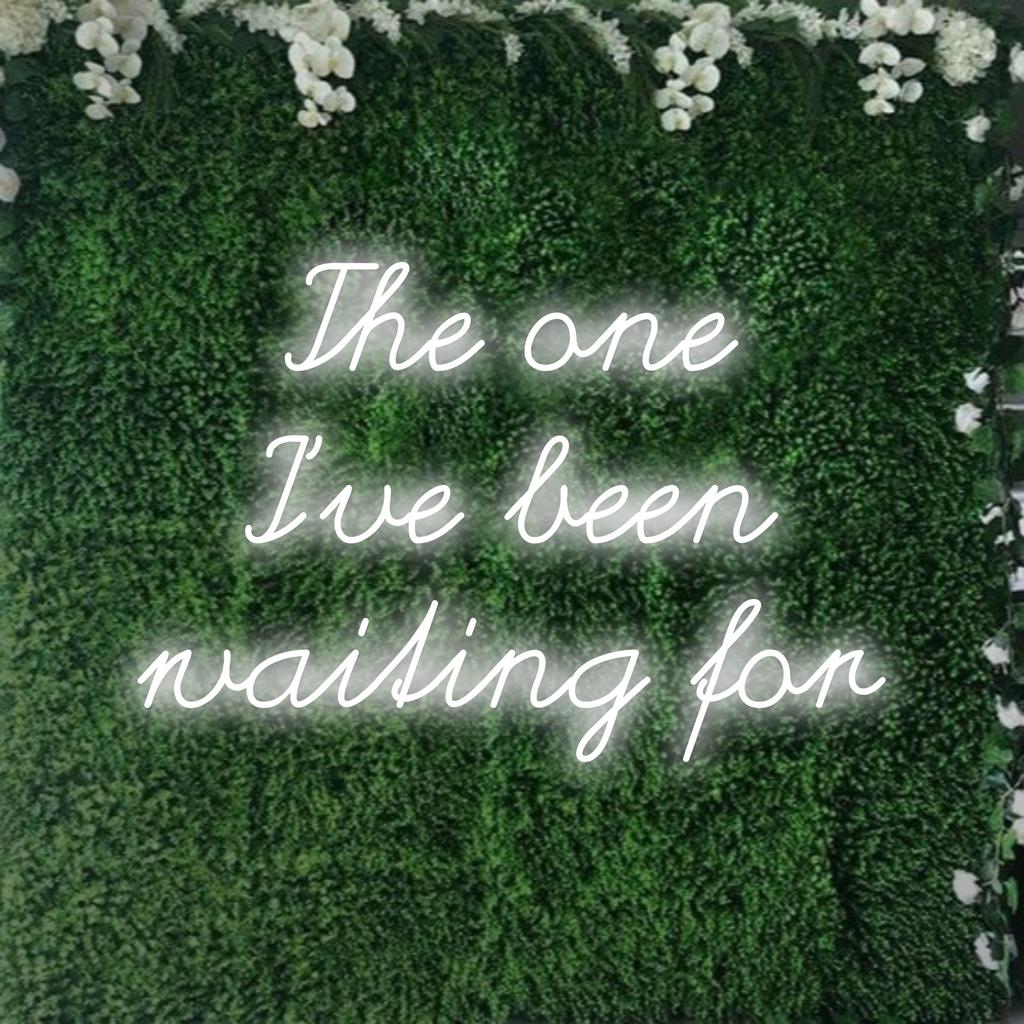 LED neon sign with The One I've Been Waiting For, glowing art for captivating ambiance and personalized decor.
