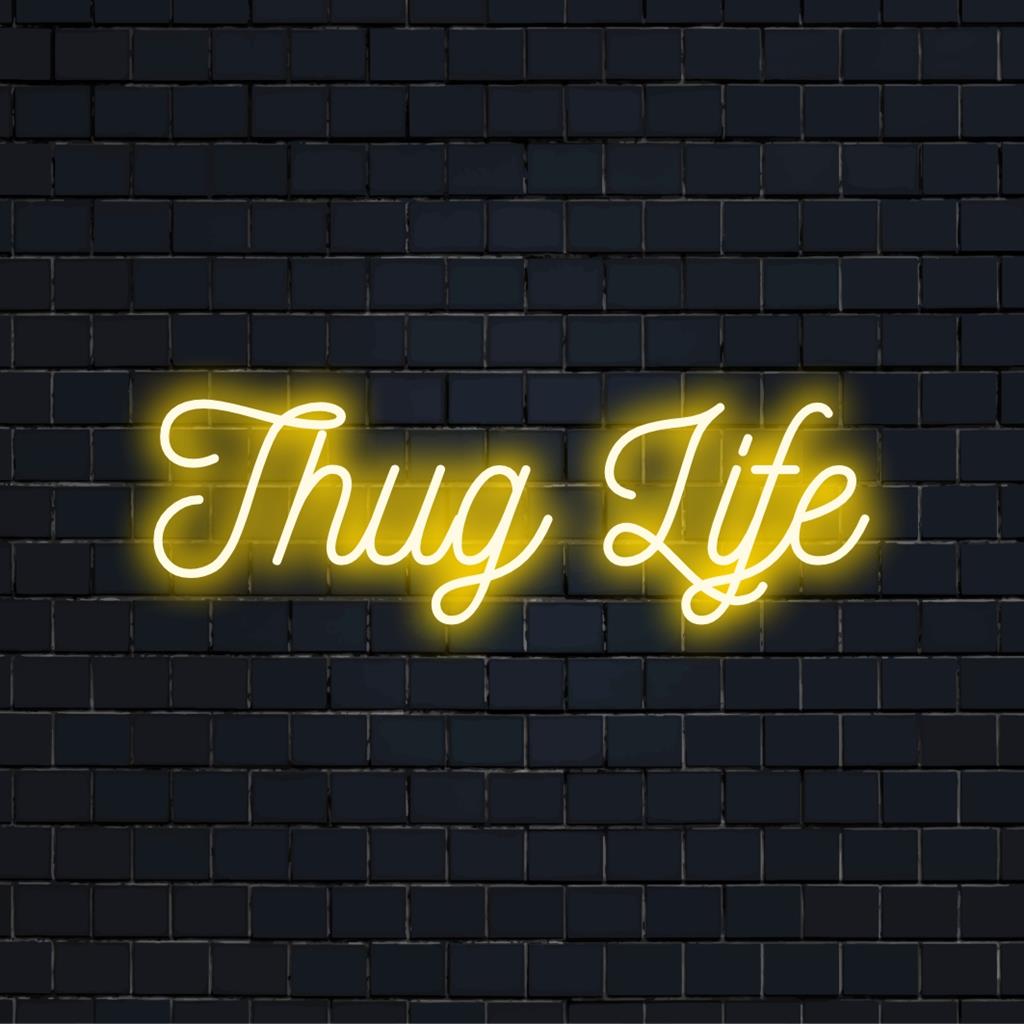 Levendige decoratieve Thug Life-lamp in gepersonaliseerde neonstijl, die een unieke flair toevoegt als opvallende wanddecoratie of kamerdecoratie.