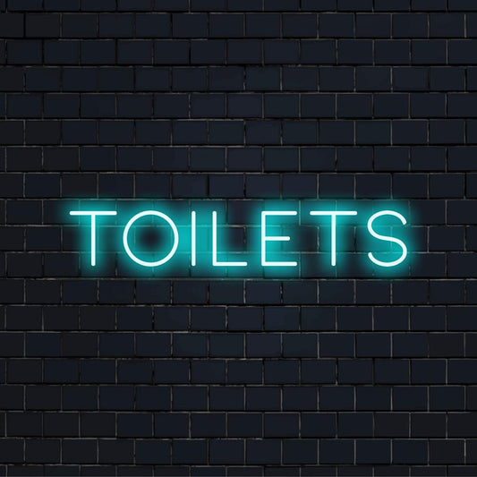 Op maat gemaakt LED-neonbord met het woord Toiletten in een helder, stijlvol lettertype; ideaal als unieke neondecoratie.