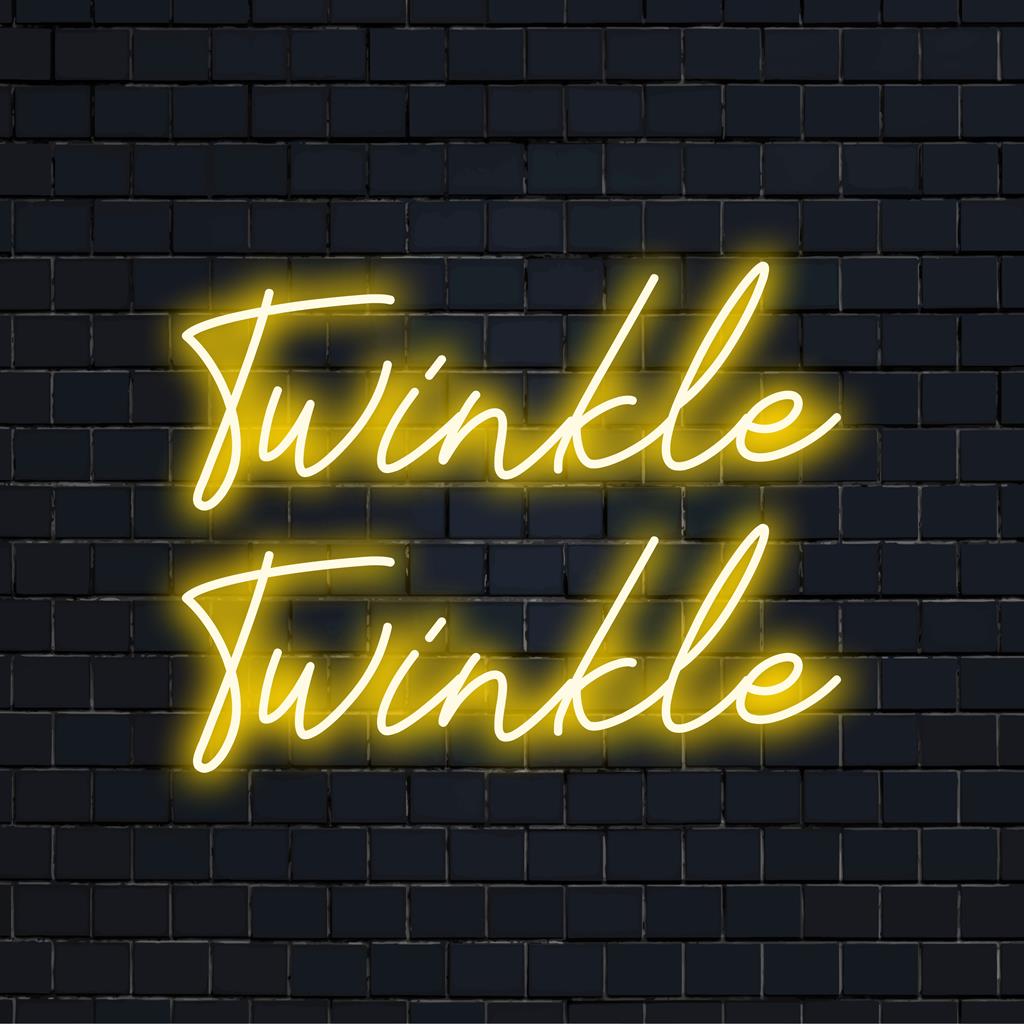 Op maat gemaakt LED-neonbord met de tekst Twinkle Twinkle, perfect voor unieke wanddecoratie en gepersonaliseerde lichtgevende charme.