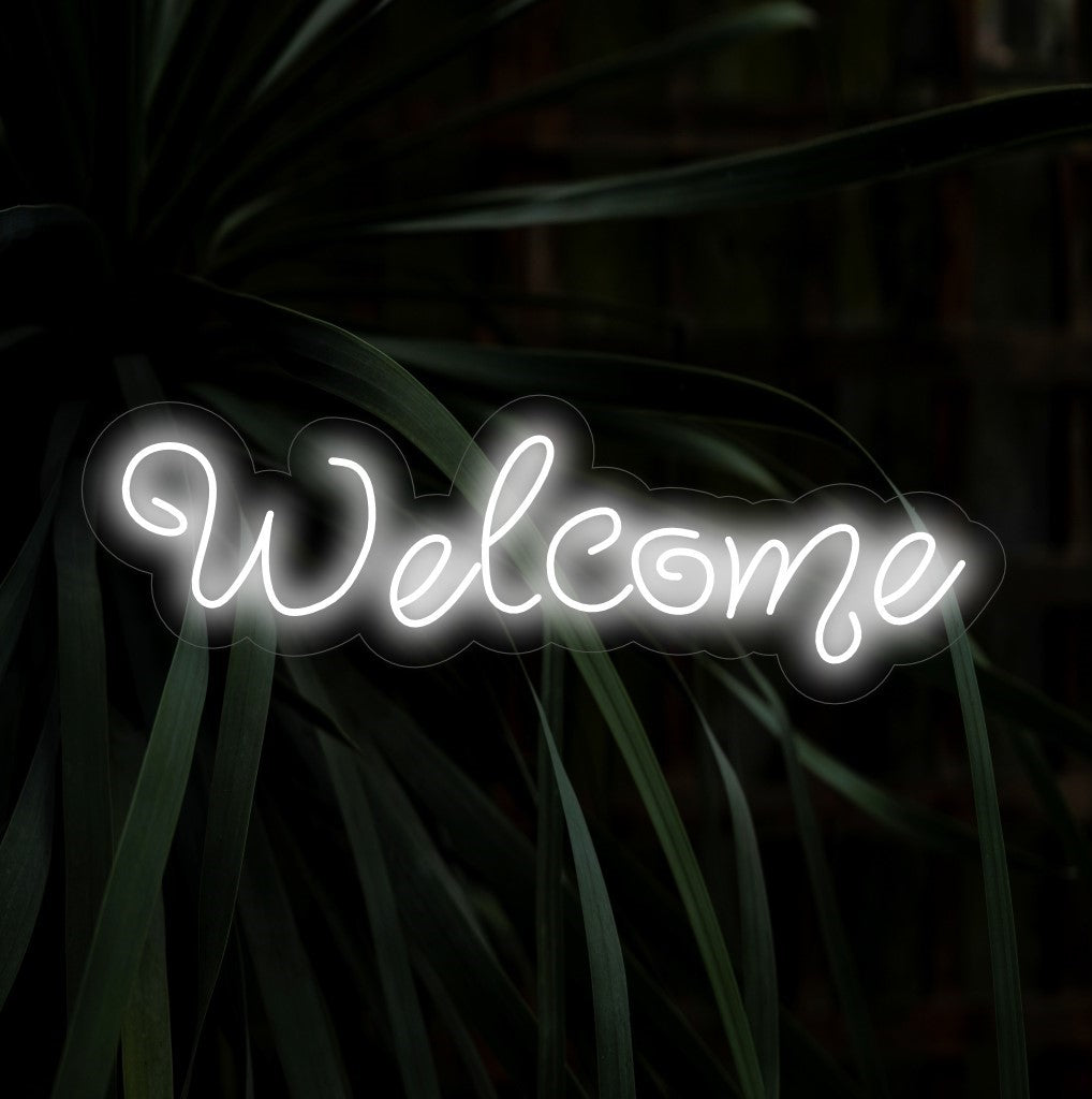 "Welcome Neon Sign" is een warme en uitnodigende toevoeging aan uw horeca-interieur. Een neonlicht dat bezoekers vriendelijk begroet.