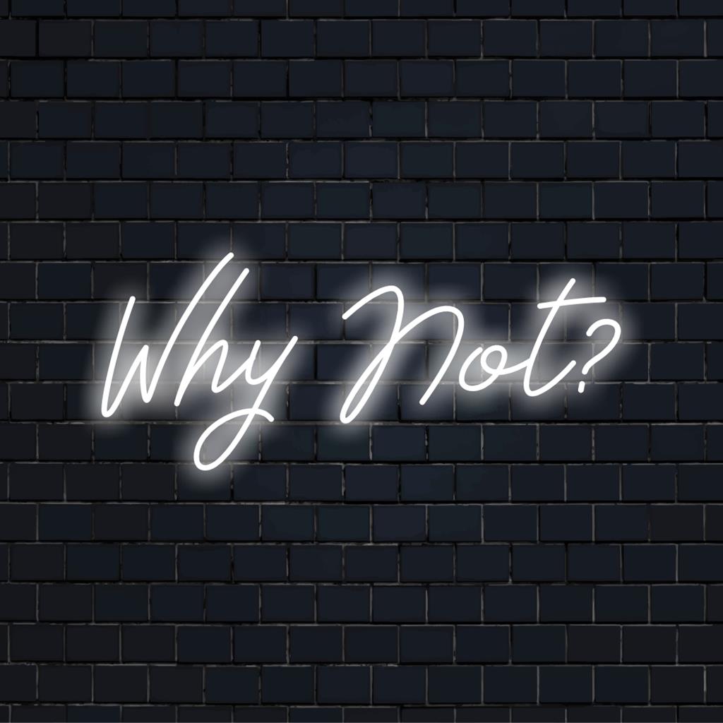 Levendige Why Not! LED-neonreclame, perfect om elke ruimte een vleugje kleurrijk licht te geven. Fleur je interieur op met gepersonaliseerde neonkunst.