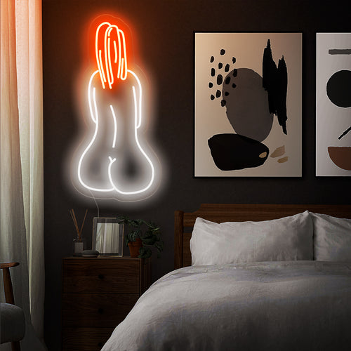 "Abstracte kunstneonreclame voor vrouwen" Een fascinerend neonmeesterwerk met abstracte voorstellingen van het vrouwelijk lichaam. Het straalt een levendige gloed uit die een artistieke en feestelijke sfeer aan uw ruimte toevoegt.
