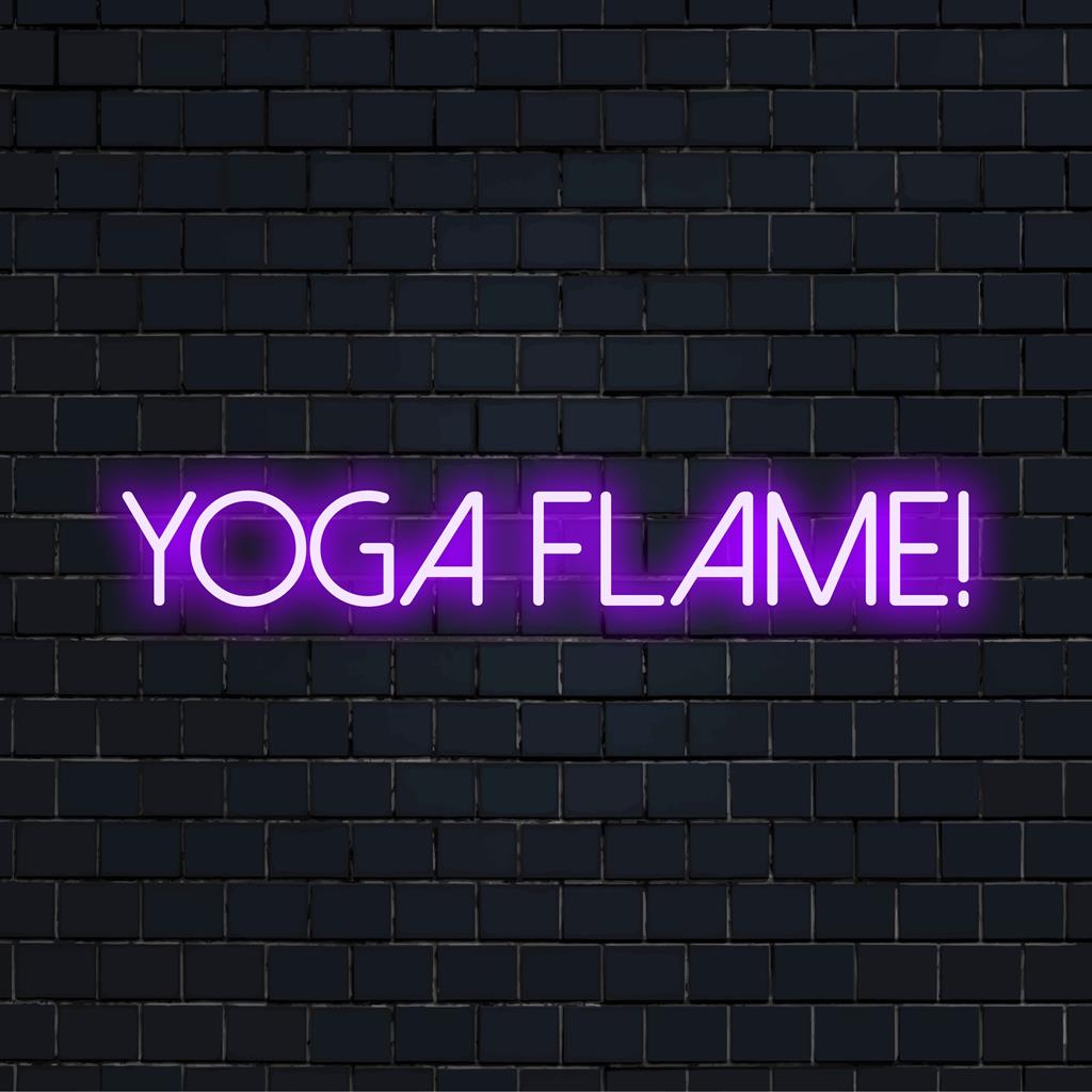 Artistic Yoga Flame! LED neon sign glowing vividly, perfect for custom neon decor or unique wall art centerpiece.
