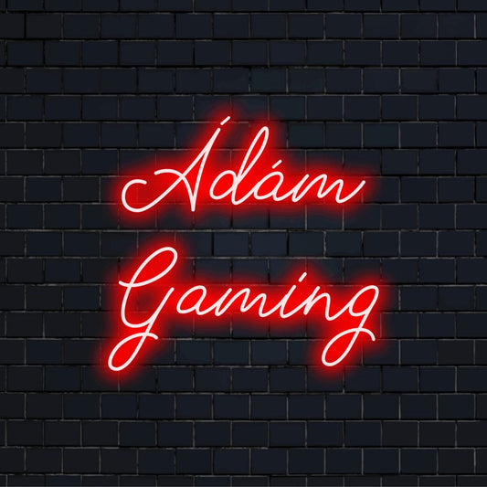 Adam Gaming Personalized Neon Light with glowing wall decor on dark brick background