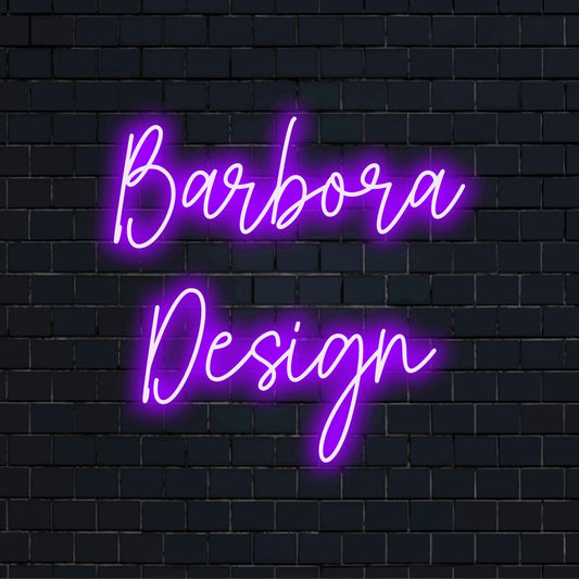 Barbora Design Personalized LED Neon Sign, glowing wall decor on dark brick wall