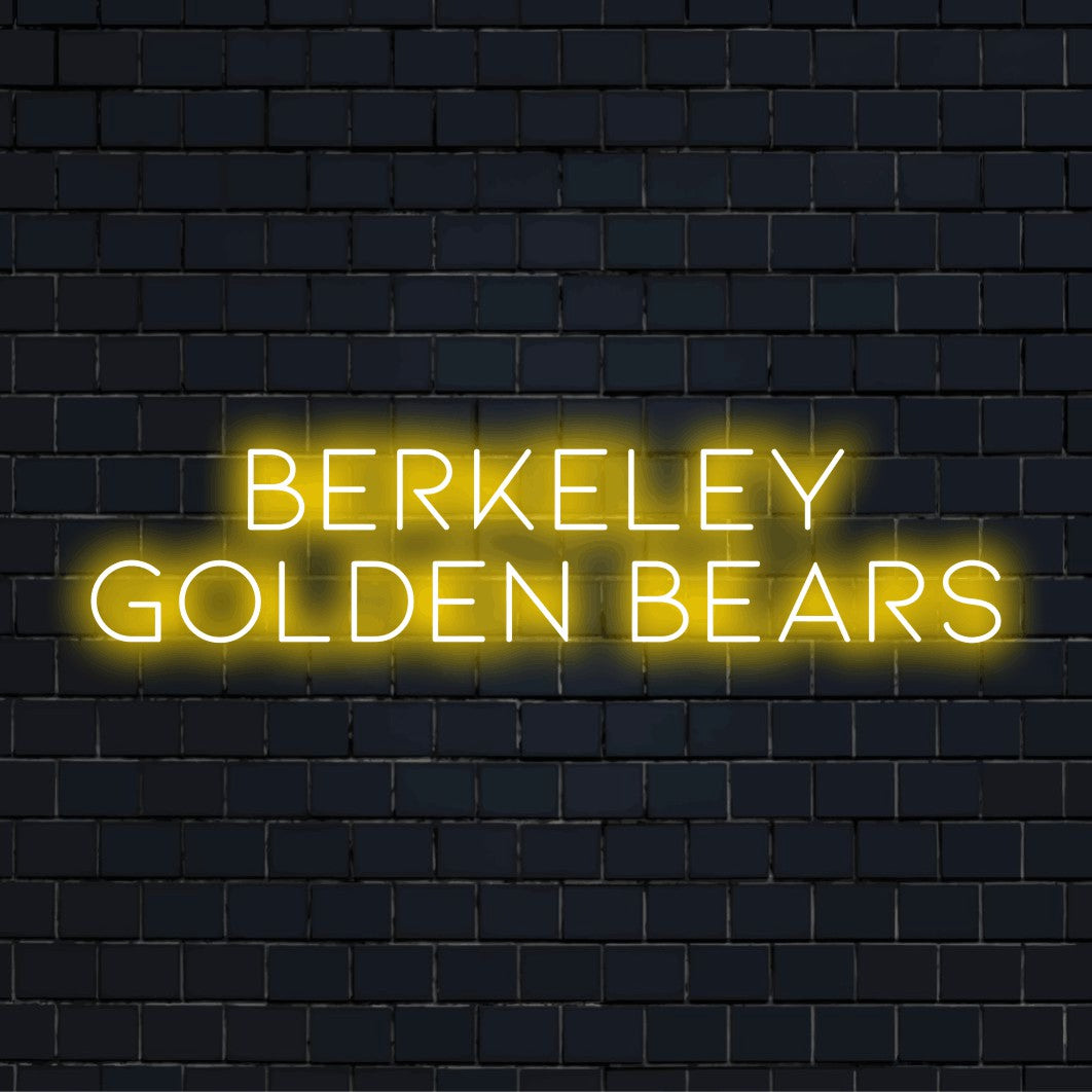 Berkeley Golden Bears LED Neon Sign, bright neon glow on dark brick wall