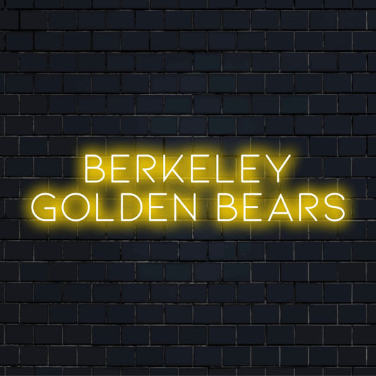 Berkeley Golden Bears LED Neon Sign, bright neon glow on dark brick wall