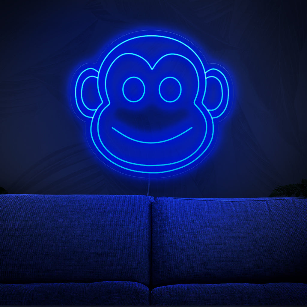 Het neonbord met apen is een speelse toevoeging aan een dierendecor en straalt een levendig en energiek licht uit.