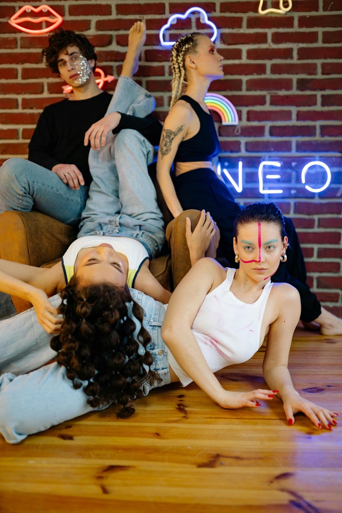 Custom logo LED neon sign used in a creator photo studio