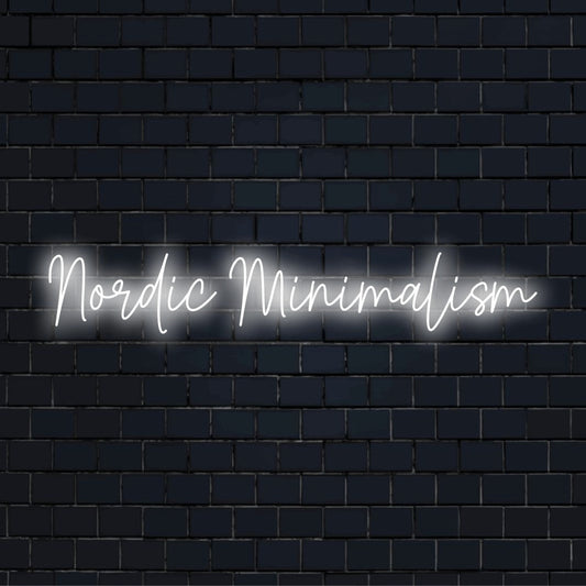 Nordic Minimalism Neon Sign, neon text light on dark brick wall