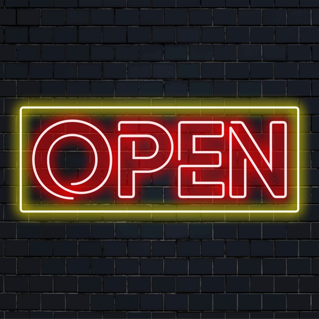 Op maat gemaakt LED-neonbord met een 'Open' ontwerp; perfect als levendige neonverlichting of als bedrijfsbord.