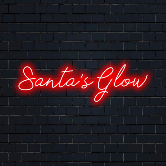 Santa S Glow Neon Sign, bright neon glow against brick backdrop