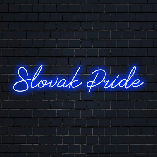 Slovak Pride Neon Light with glowing wall decor against brick backdrop