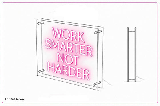 Neon design presented inside a clear acrylic box