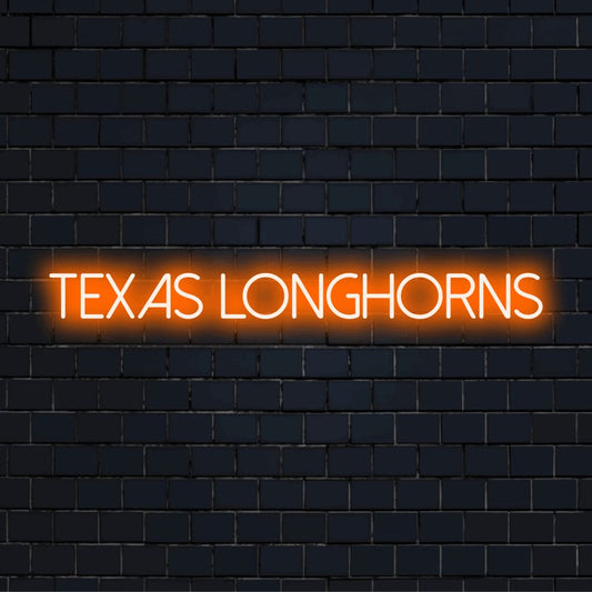 Texas Longhorns Neon Light with bright LED glow on dark brick background