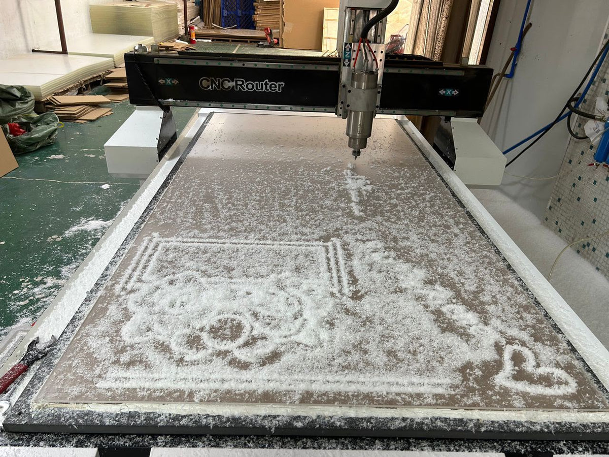 CNC machine cutting acrylic for a custom LED neon sign