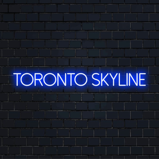 Toronto Skyline LED Neon Sign, glowing wall decor on dark brick background