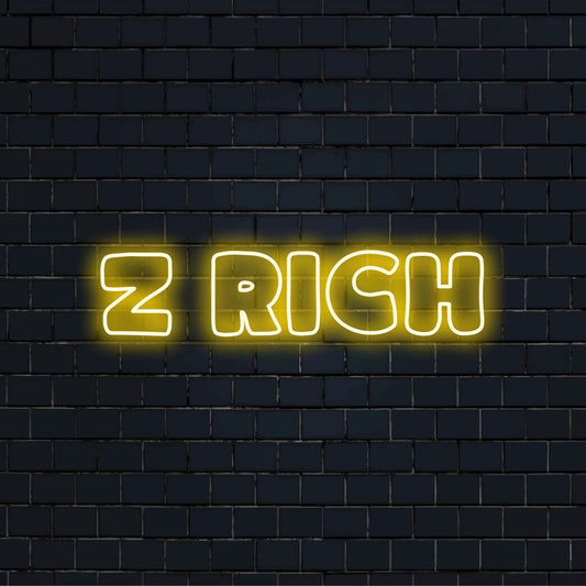 Z Rich Neon Sign, bright neon glow against brick backdrop