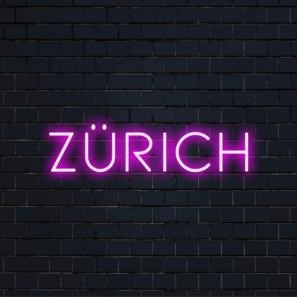 Z Rich Neon Sign, bright LED glow against black brick wall